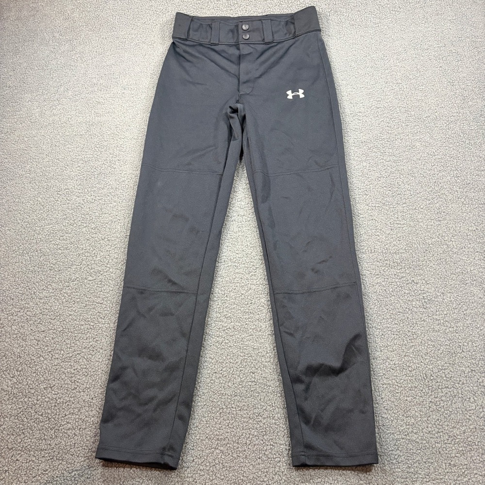 Under Armour Baseball Pants Youth Large Black 1281188 Loose Fit Athletic Tapered